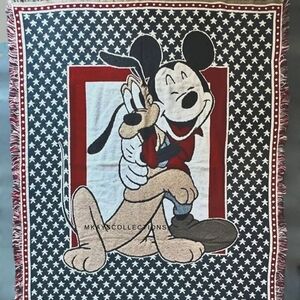 Vintage Disney Mickey Mouse and Pluto Tapestry Woven Blanket by Beacon